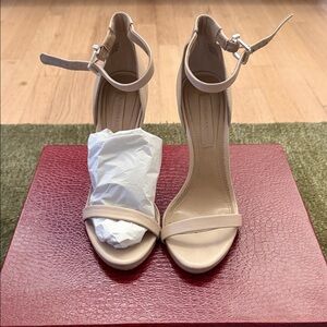 BCBG Paris Nude Ankle Strap Heels